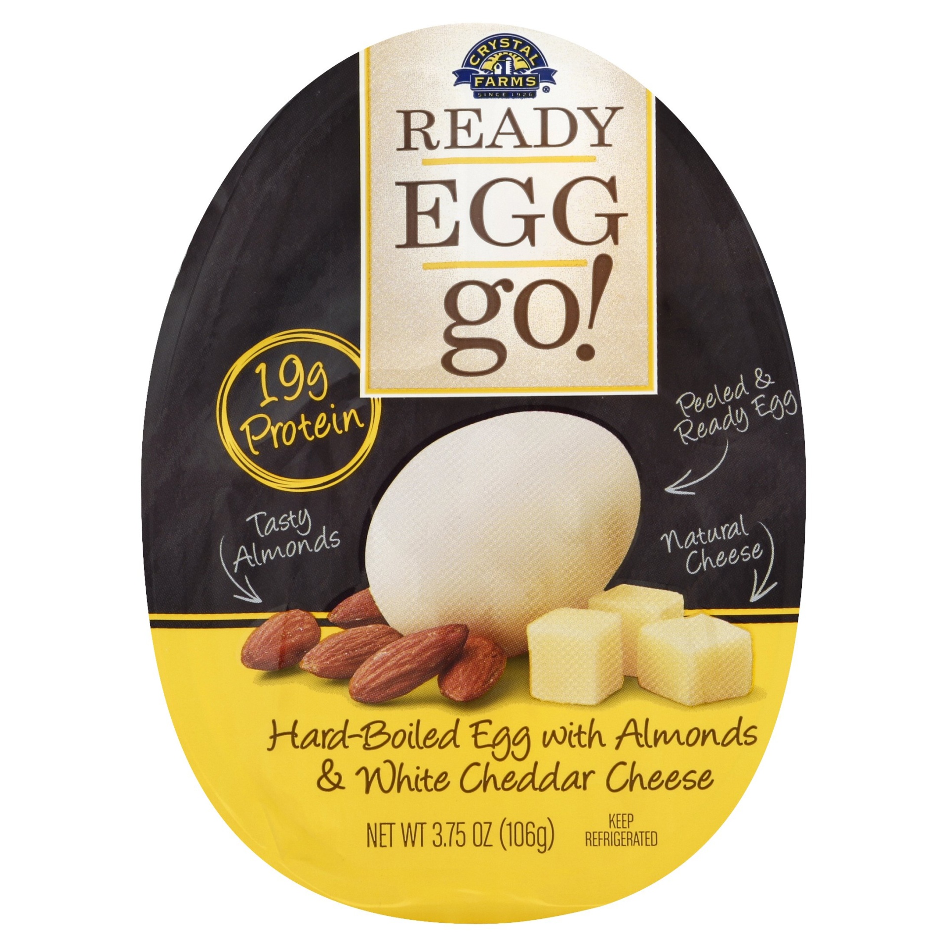 slide 1 of 1, Ready Egg Go! Hard-boiled egg, almonds with white Cheddar cheese, 3.09 oz