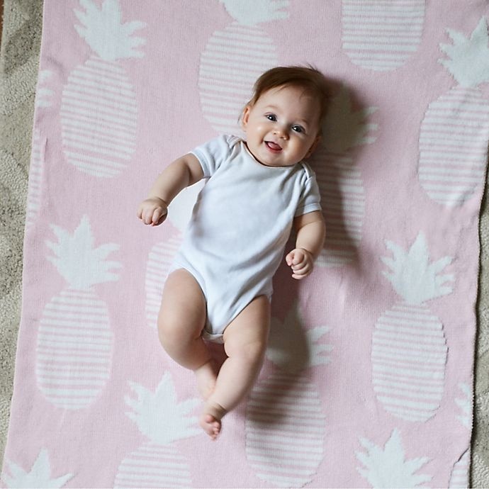 slide 2 of 6, Hello Spud Pineapple Chenille Knit Blanket - Pink, 1 ct