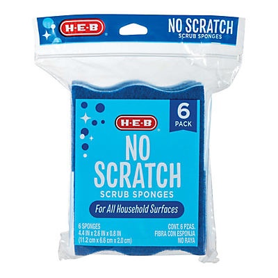 slide 1 of 1, H-E-B HEB No Scratch Sponge, 6 ct