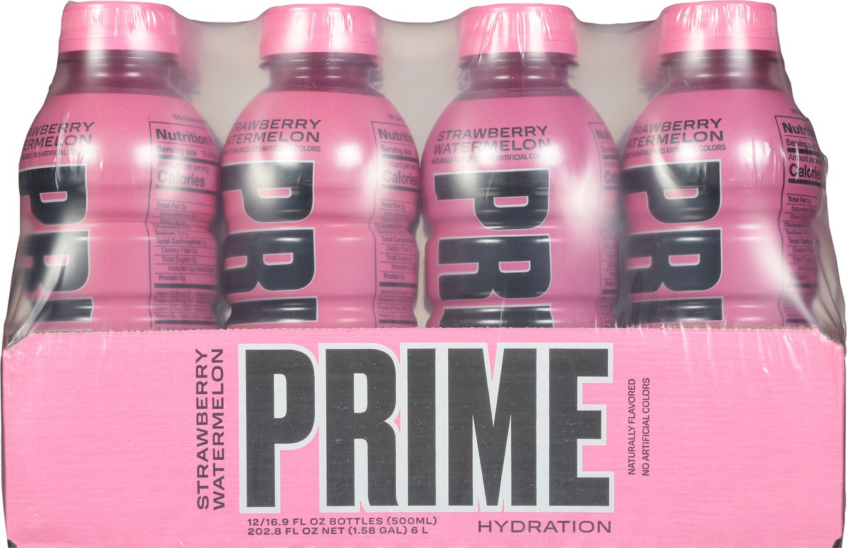 slide 9 of 9, Prime Hydration Strawberry Watermelon, 12 x 16.9 oz