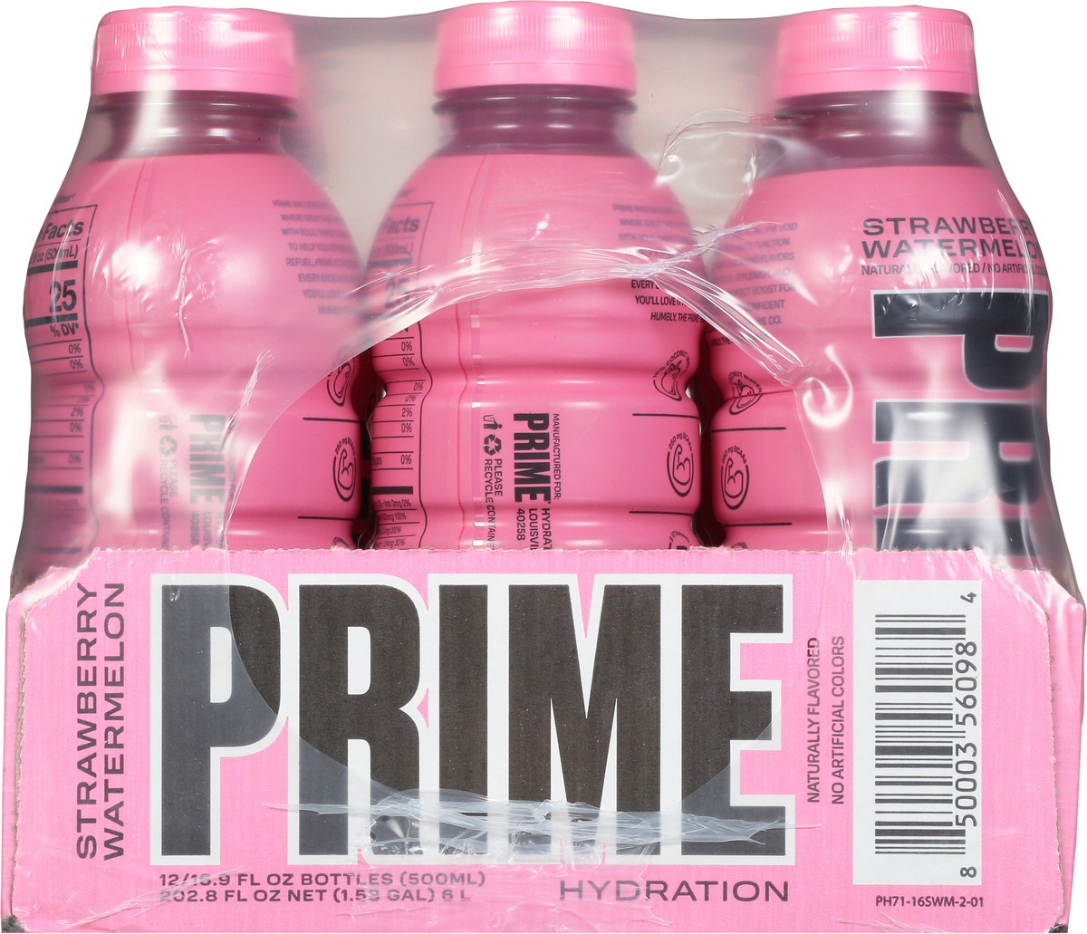 slide 5 of 9, Prime Hydration Strawberry Watermelon, 12 x 16.9 oz