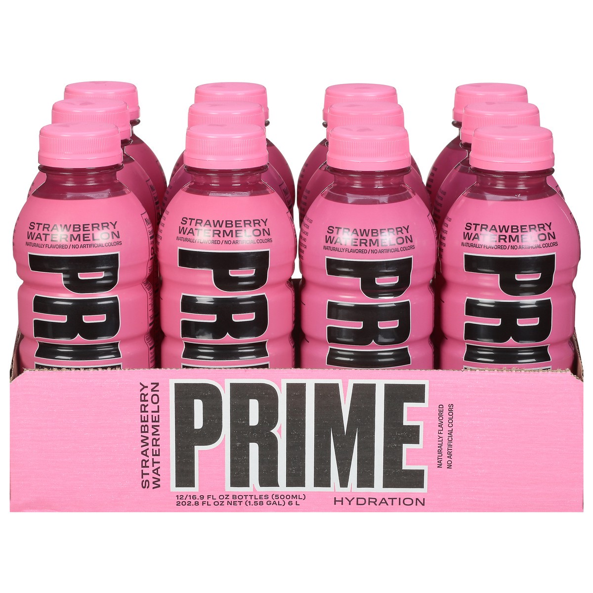 slide 1 of 9, Prime Hydration Strawberry Watermelon, 12 x 16.9 oz