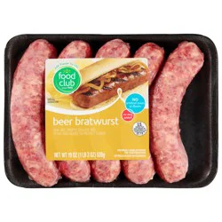 Food Club Beer Bratwurst 19 oz