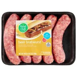 Food Club Beer Bratwurst 19 oz