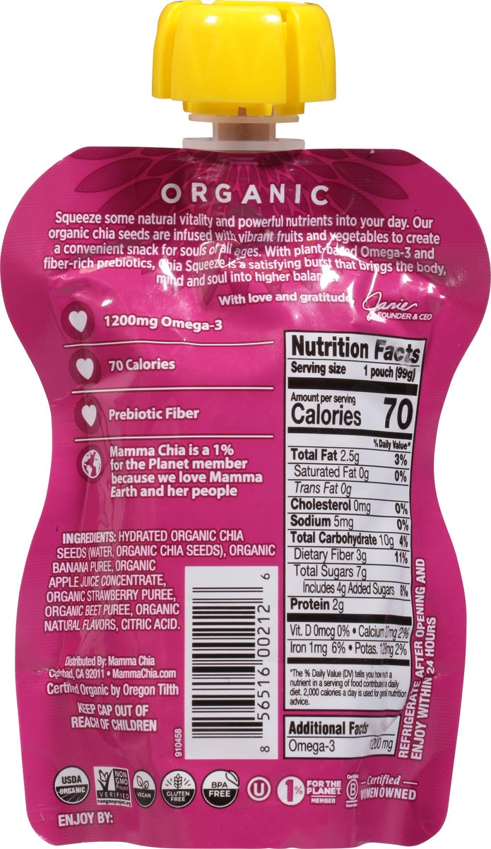 slide 5 of 9, Mamma Chia Strawbry Banana Squeeze Drink, 3.5 fl oz