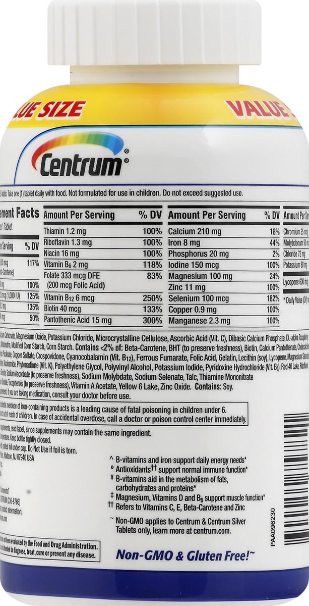 slide 5 of 9, Centrum Value Size Tablets Men Multivitamin/Multimineral 250 ea, 250 ct