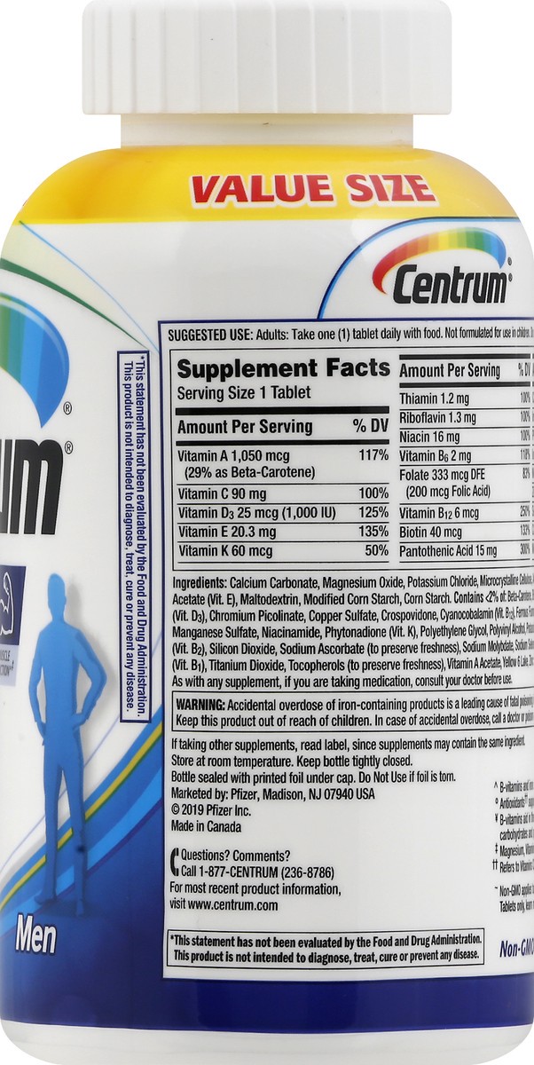 slide 4 of 9, Centrum Value Size Tablets Men Multivitamin/Multimineral 250 ea, 250 ct