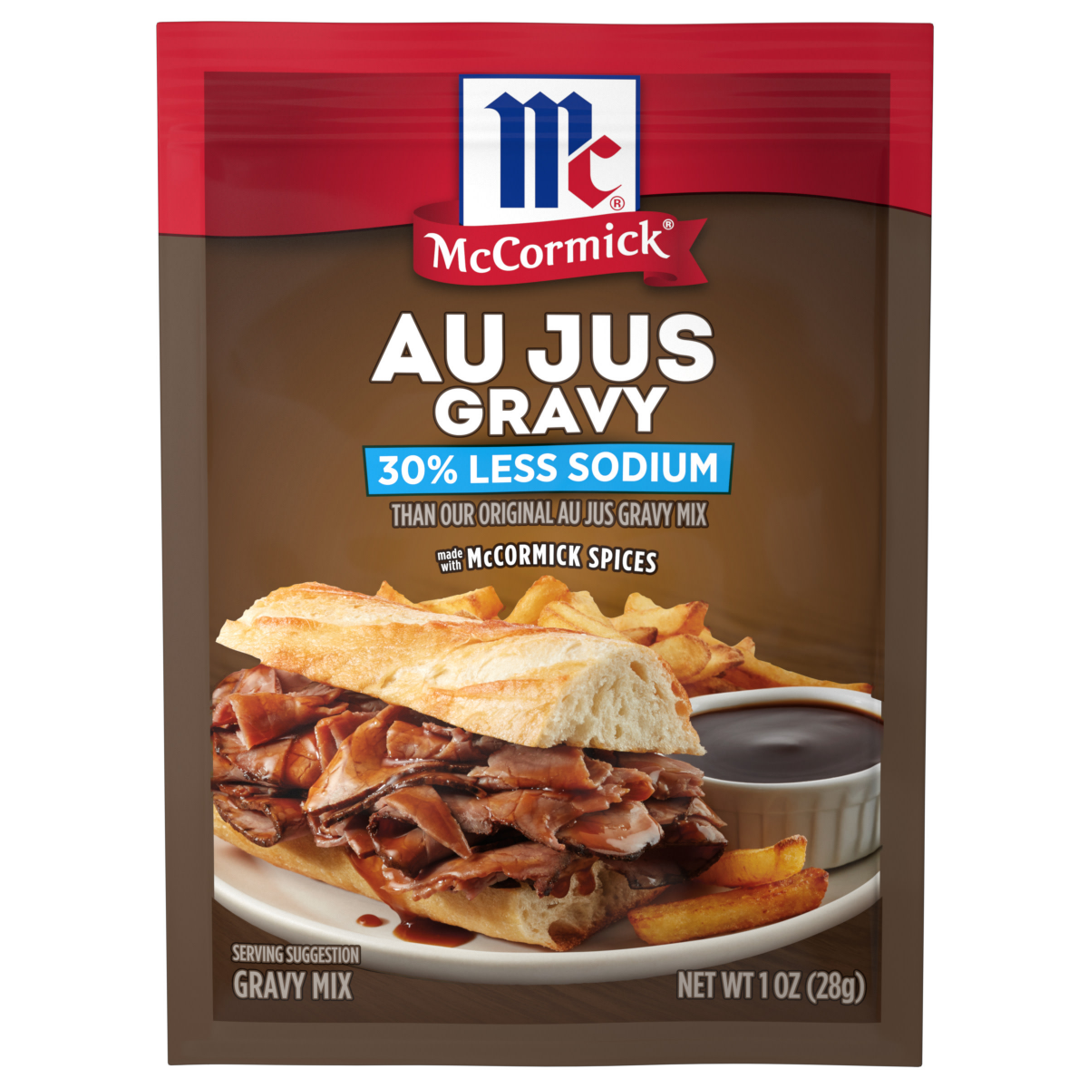 slide 1 of 4, McCormick Au Jus Less Sodium Gravy 1 Ounce, 1 oz