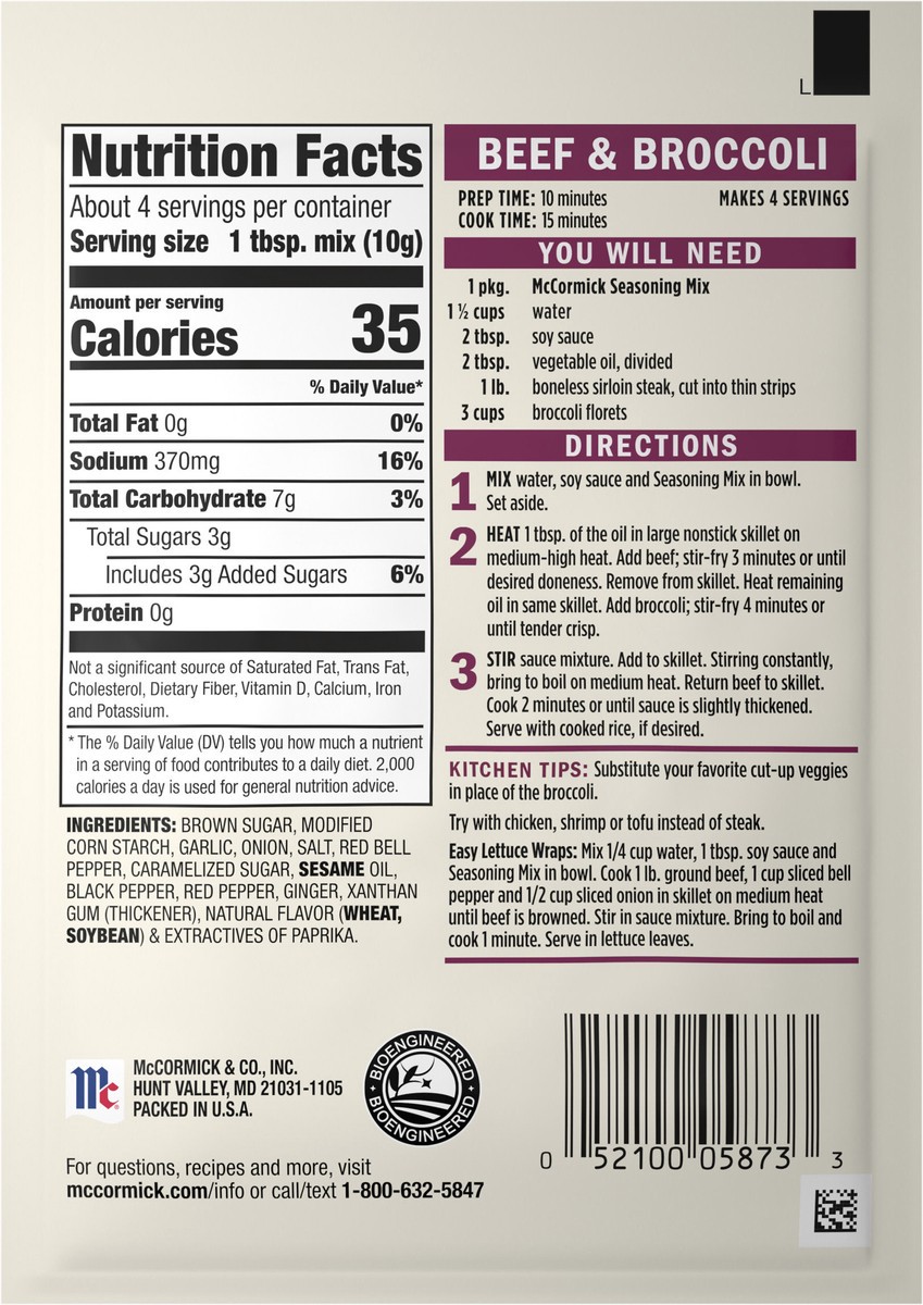 slide 9 of 13, McCormick Beef Broccoli Seasoning Mix, 1.37 oz, 1.37 oz