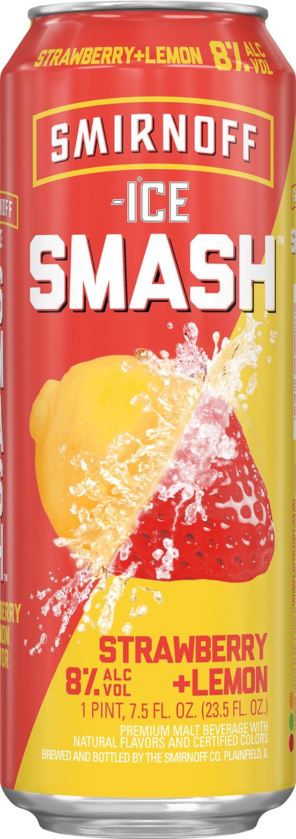 slide 1 of 1, Smirnoff Ice Smash Strawberry + Lemon Beer 7.5 oz, 7.5 oz