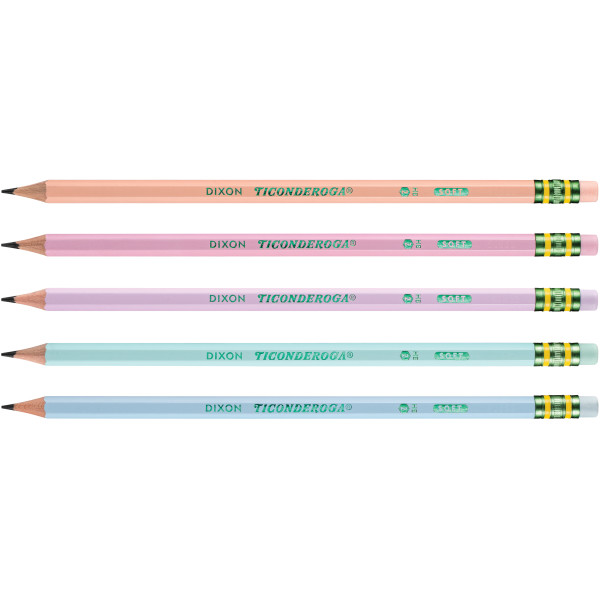 slide 6 of 7, Ticonderoga Wood-Cased Pencils, Pre-Sharpened, #2 HB Soft, Pastel Colors, 10 Count, 10 ct