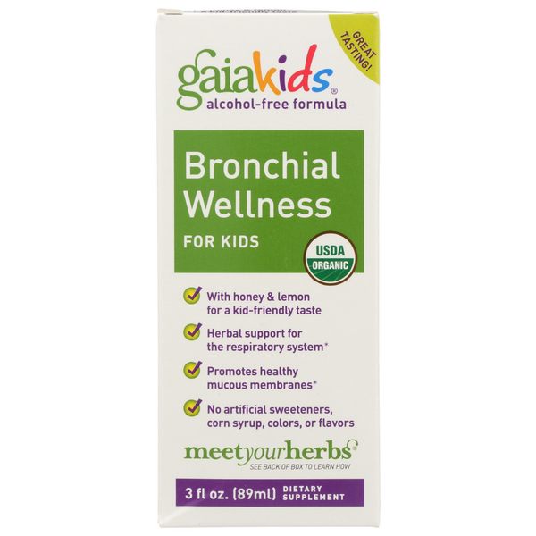 slide 1 of 1, Gaia Herbs Gaia Kids Bronchial Wellness Syrup, 3 fl oz