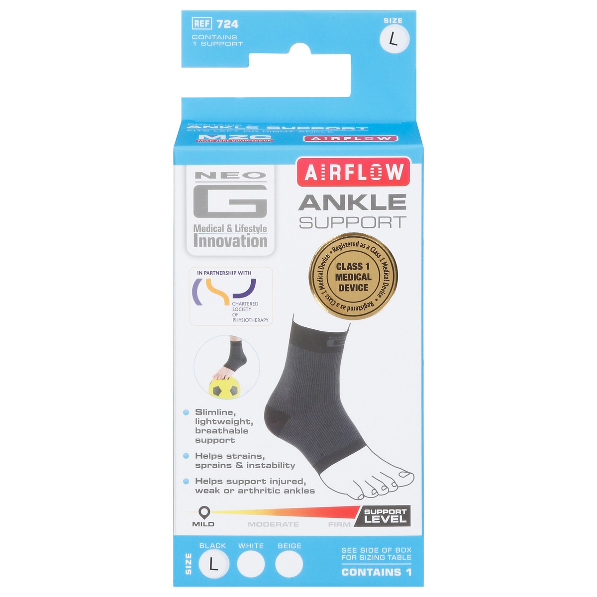 slide 6 of 13, Neo G Airflow Mild Black Ankle Support Size L 1 ea, 1 ct
