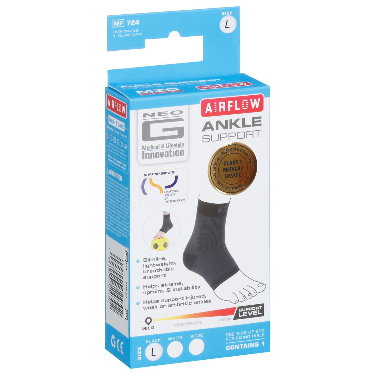 slide 10 of 13, Neo G Airflow Mild Black Ankle Support Size L 1 ea, 1 ct