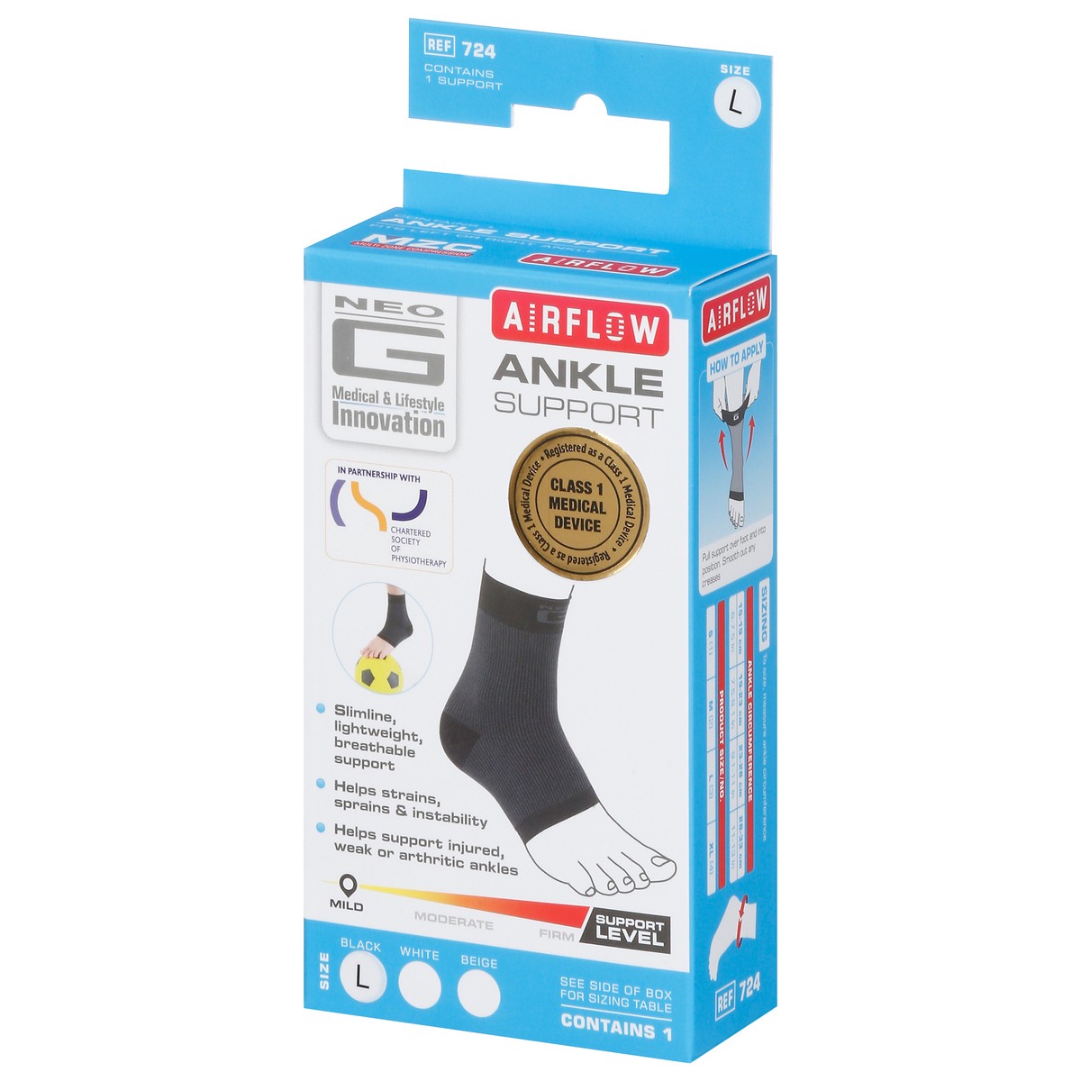 slide 2 of 13, Neo G Airflow Mild Black Ankle Support Size L 1 ea, 1 ct
