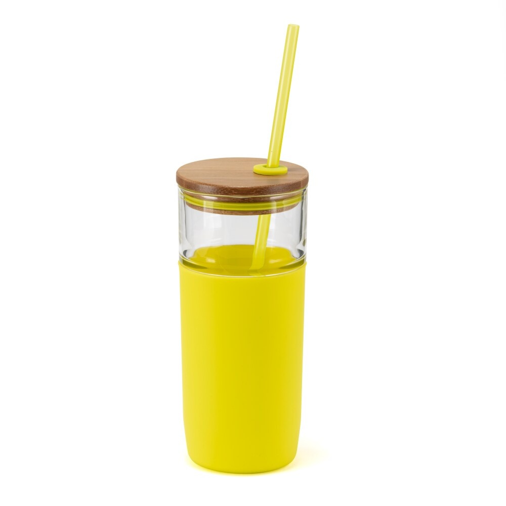slide 1 of 1, Hd Designs Outdoors Glass Bottle With Bamboo Lid And Tritan Straw - Sulphur Spring, 18 oz