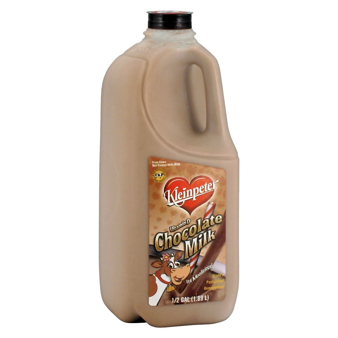 slide 1 of 1, Kleinpeter Vitamin D Chocolate Milk, 1/2 gal