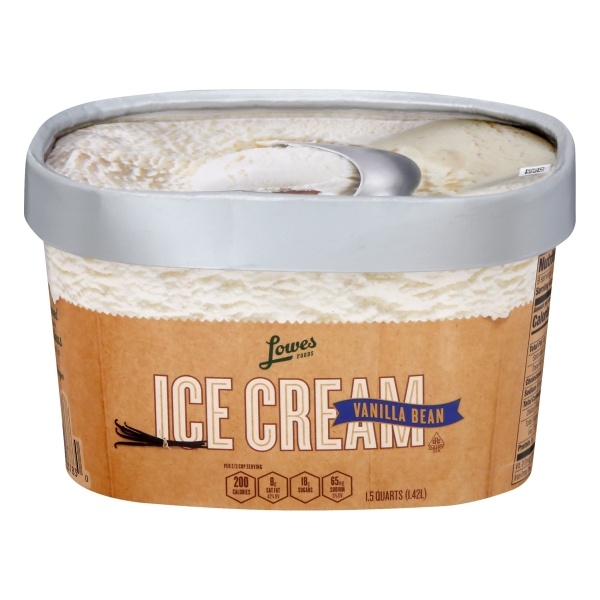 slide 1 of 1, Lowes Foods Ice Cream Premium Vanilla Bean, 48 oz