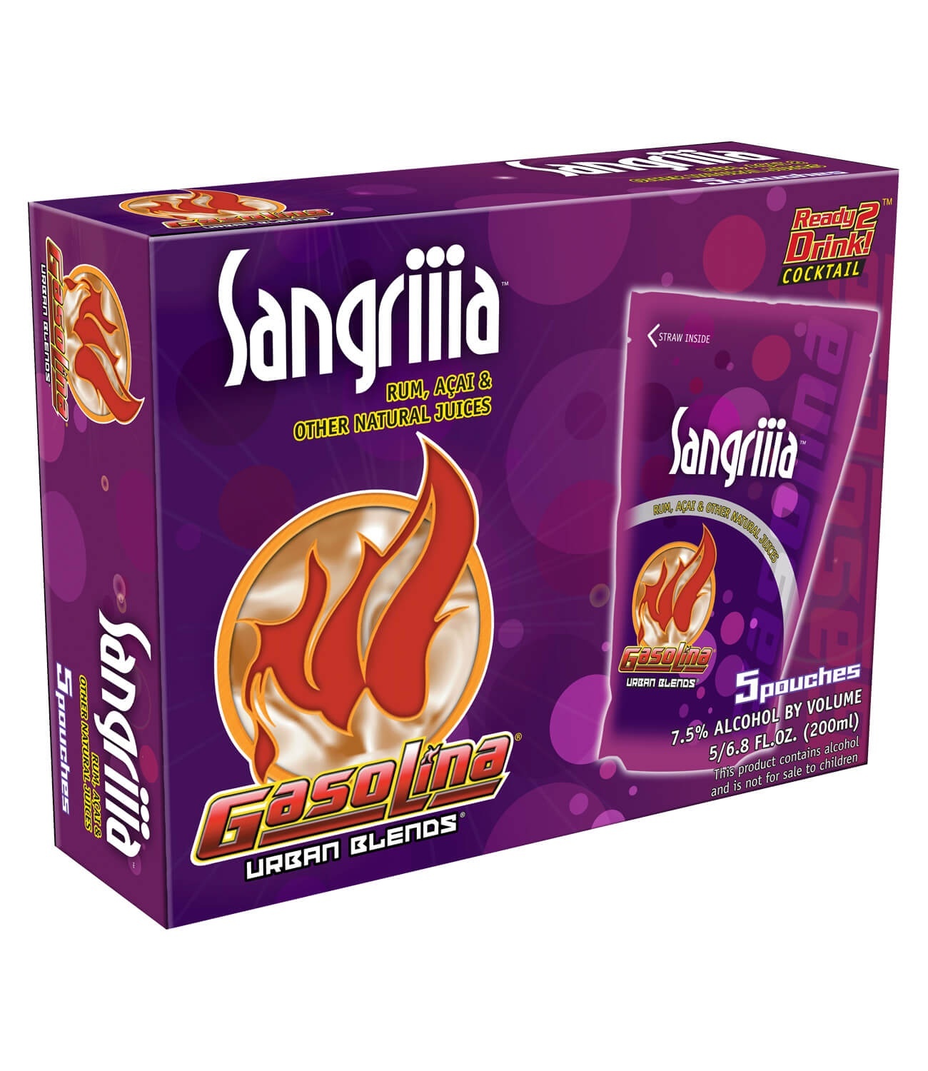 slide 1 of 1, Gasolina Sangriiia Cocktail Pouches, 5 ct; 6.8 fl oz