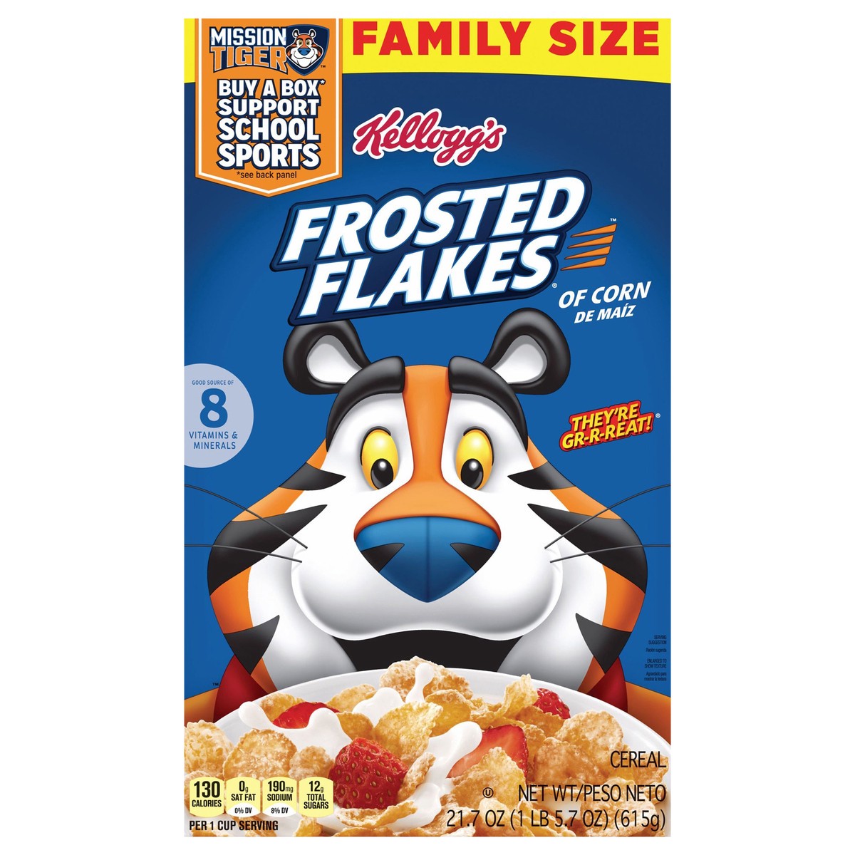 slide 11 of 12, Frosted Flakes Kellogg's Frosted Flakes Breakfast Cereal Original, Kids Cereal, 21.7 oz, 21.7 oz
