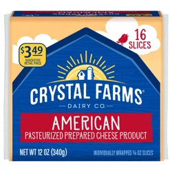 Crystal Farms American Pasteurized Prepared Cheese Product, 12 oz, 16 slices