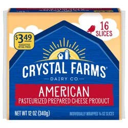 Crystal Farms American Pasteurized Prepared Cheese Product, 12 oz, 16 slices