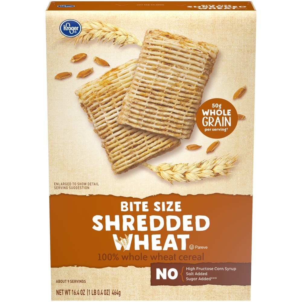 slide 1 of 1, Kroger Bite Size Shredded Wheat Cereal, 16.4 oz