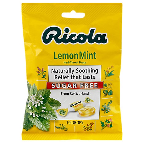 slide 1 of 1, Ricola Throat Drops Herb Lemon Mint Sugar Free, 19 ct