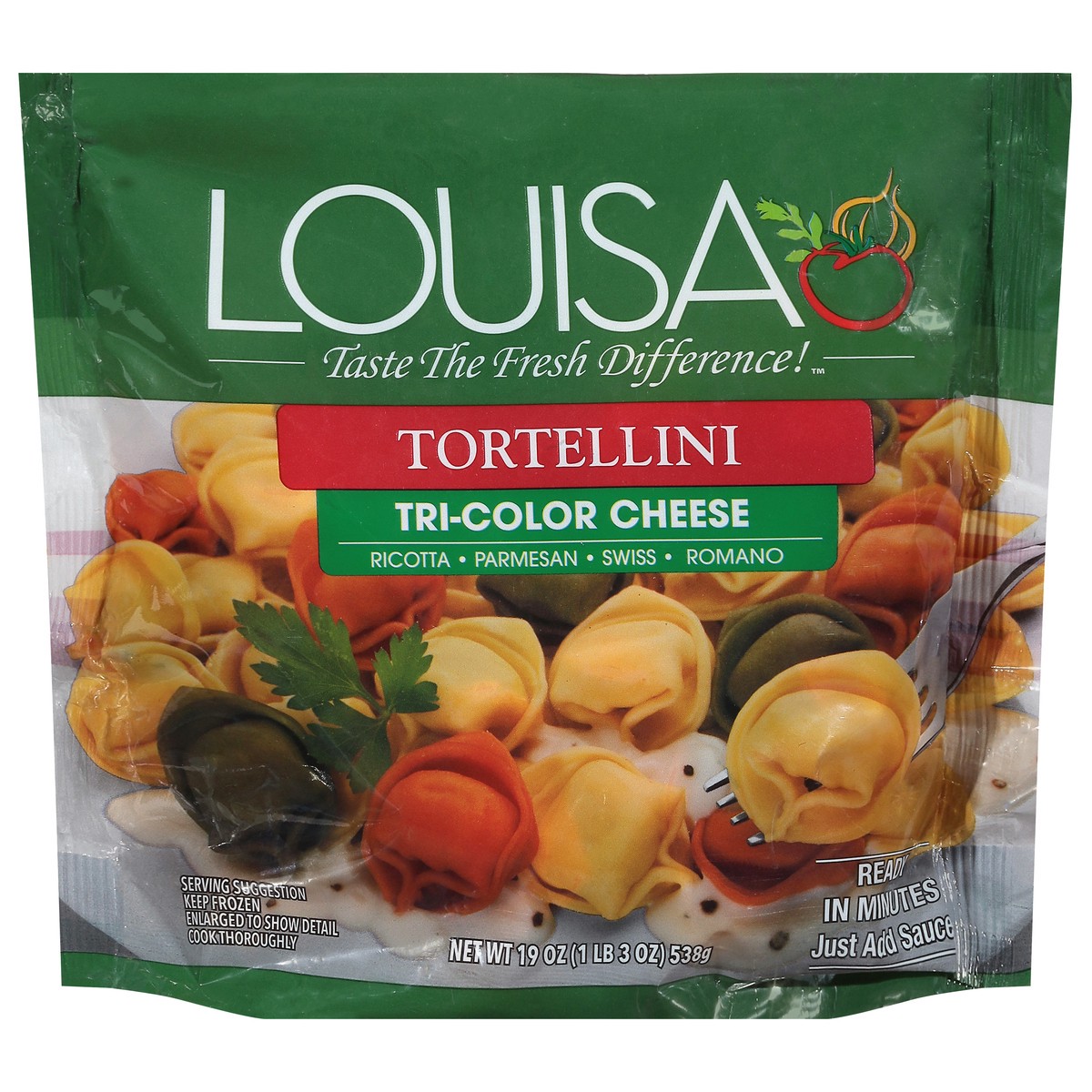 slide 9 of 14, Louisa Tri-Color Cheese Tortellini 19 oz, 19 oz