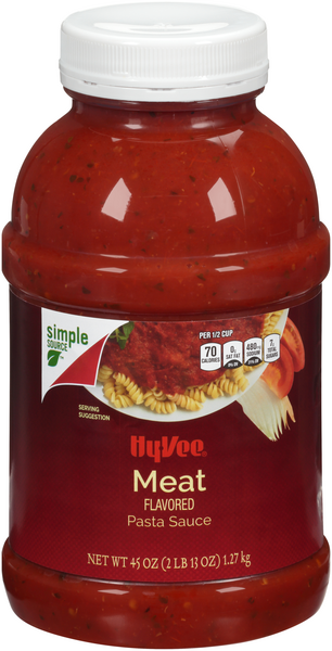 slide 1 of 1, HyVee Meat Flavored Pasta Sauce, 45 oz
