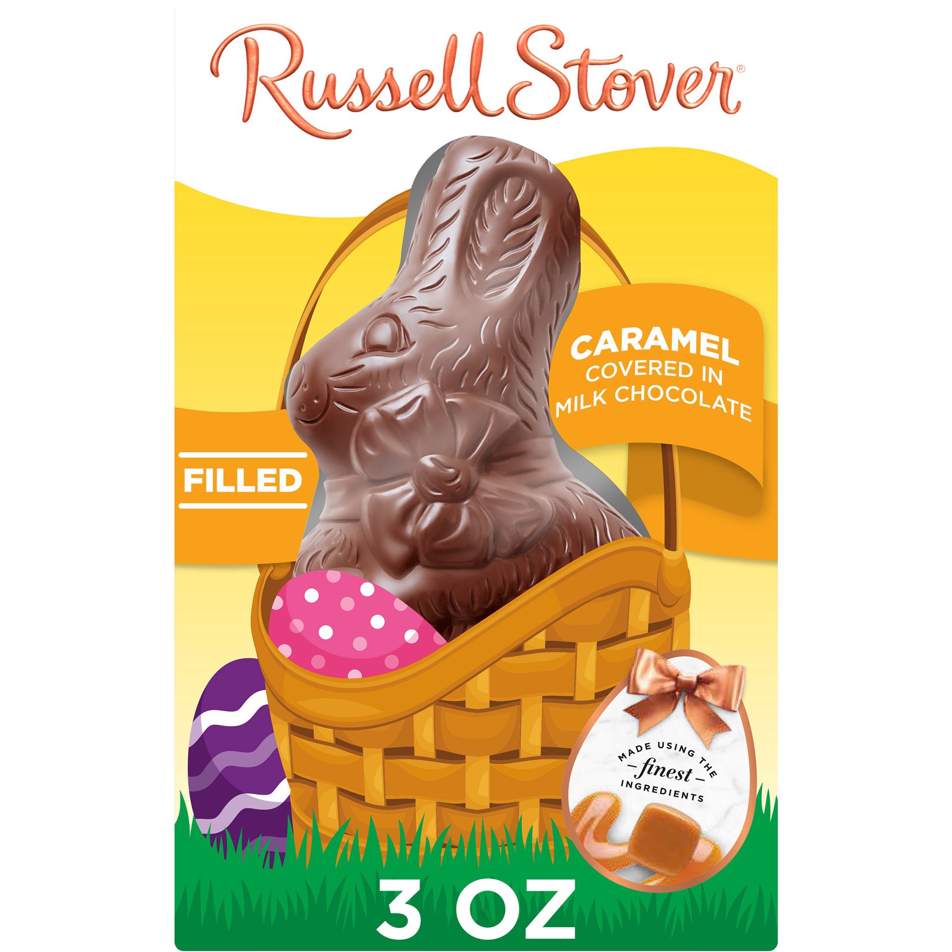 slide 1 of 1, RUSSELL STOVER Easter Bunny Caramel Milk Chocolate Candy Rabbit, 3 oz., 3 oz