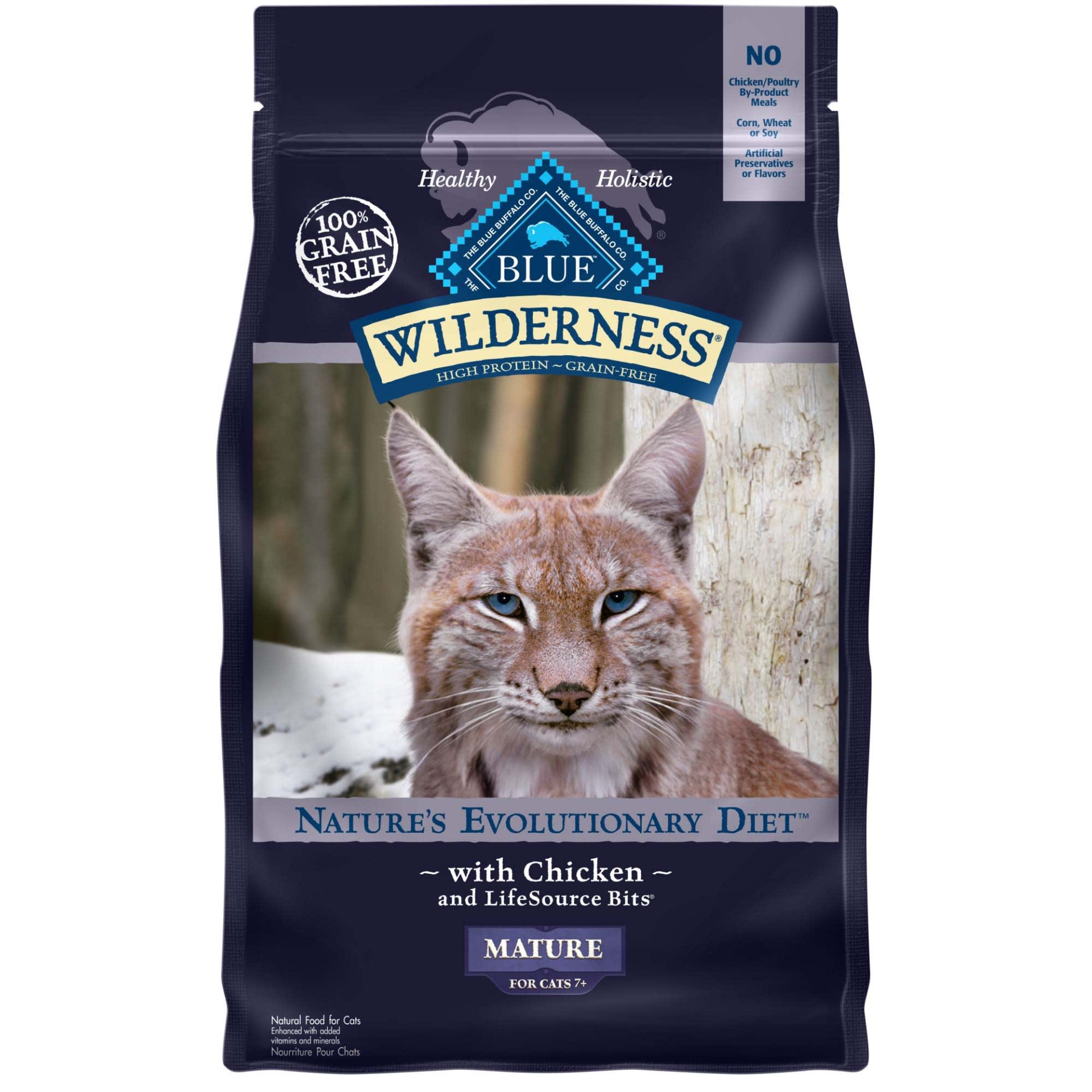 slide 1 of 1, Blue Buffalo Blue Wilderness Grain-Free Mature Chicken Recipe Dry Cat Food, 5 lb