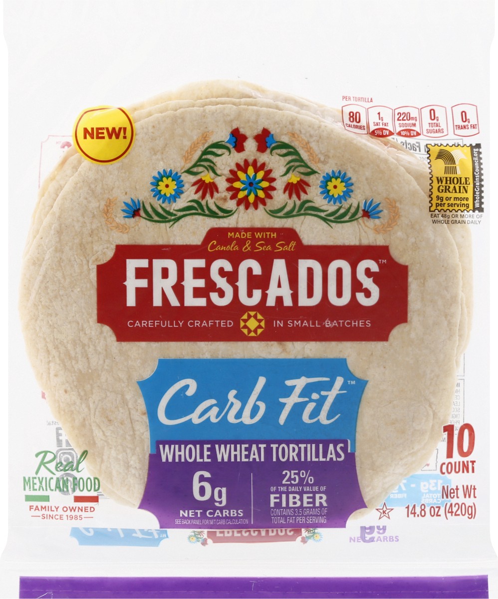 slide 5 of 9, Frescados Carb Fit Whole Wheat Flour Tortillas, 14.4 oz