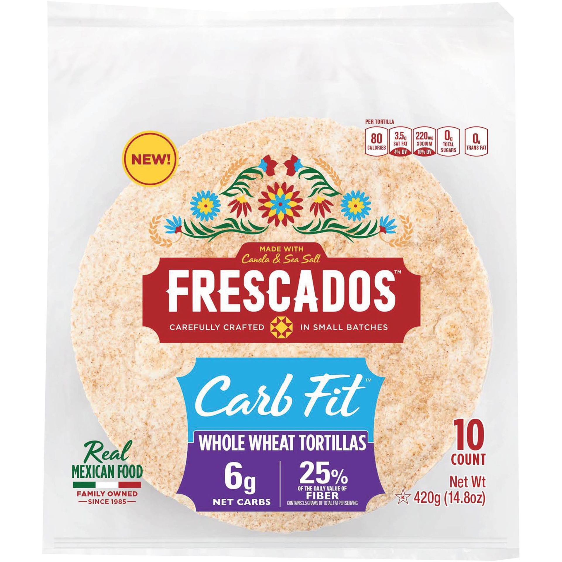 slide 1 of 1, Frescados Carb Fit Whole Wheat Tortillas, 14.8 oz