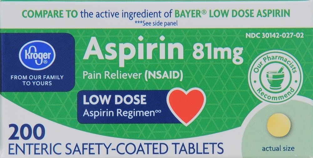 slide 1 of 1, Kroger 81Mg Aspirin Low Dose Tablets, 200 ct