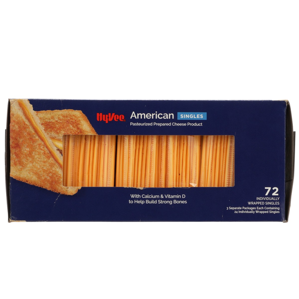 slide 4 of 8, Hy-vee American Pasteurized Prepared Cheese Product Singles, 72 ct