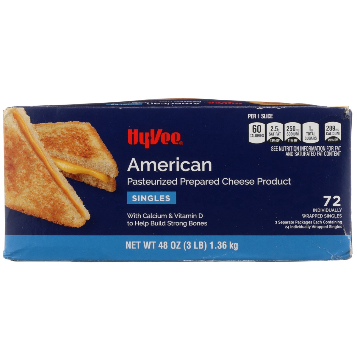slide 7 of 8, Hy-vee American Pasteurized Prepared Cheese Product Singles, 72 ct