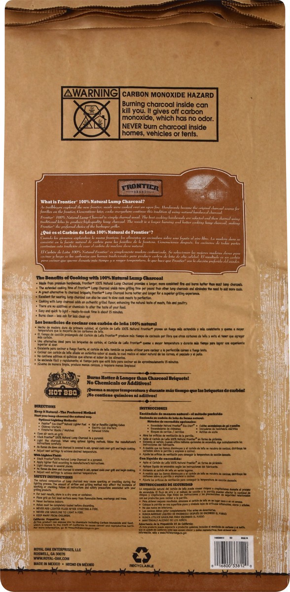 slide 5 of 9, Frontier 100% Natural Hardwood Lump Charcoal, 10 lb