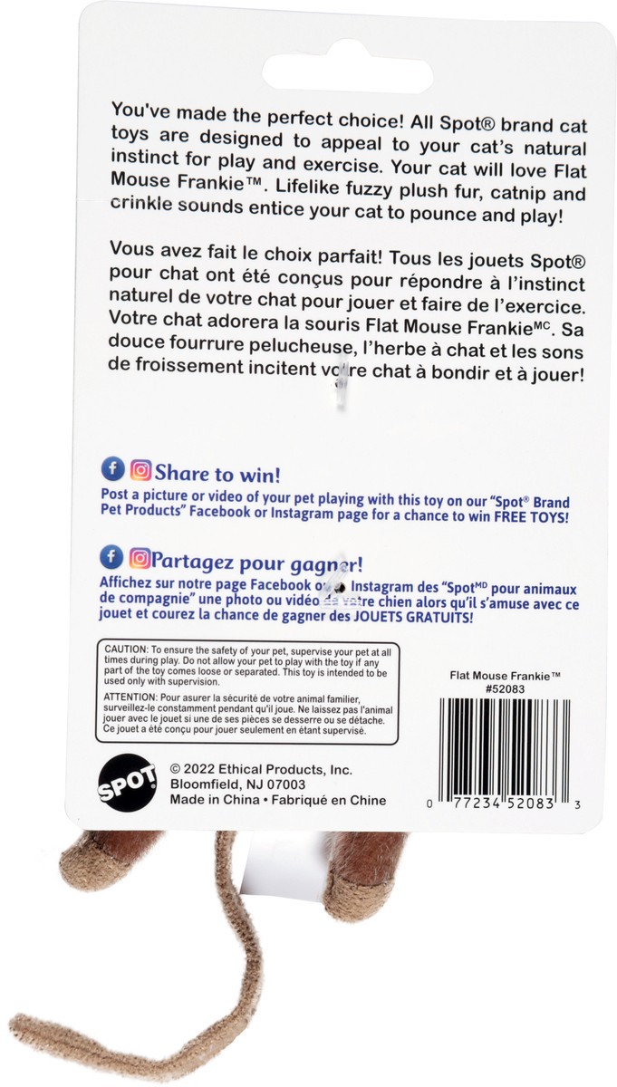 slide 2 of 12, SPOT Flat Mouse Frankie Catnip Dog Toy 1 ea, 1 ct