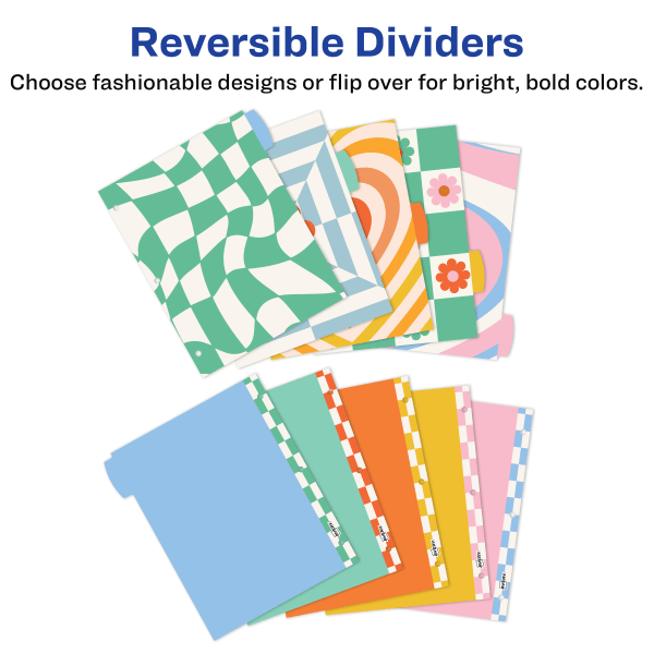 slide 5 of 7, Avery Big Tab Reversible Fashion Dividers, 8-1/2"" X 11"", Retro Pattern, Pack Of 5 Dividers, 5 ct