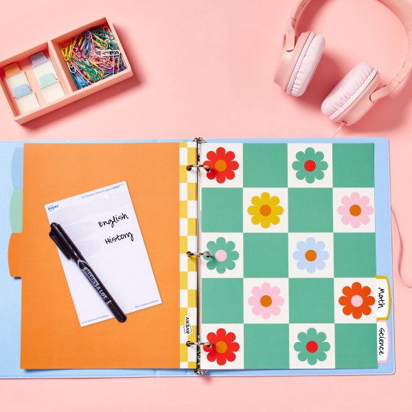 slide 2 of 7, Avery Big Tab Reversible Fashion Dividers, 8-1/2"" X 11"", Retro Pattern, Pack Of 5 Dividers, 5 ct