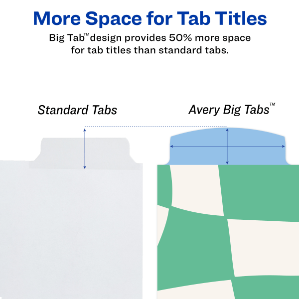 slide 7 of 7, Avery Big Tab Reversible Fashion Dividers, 8-1/2"" X 11"", Retro Pattern, Pack Of 5 Dividers, 5 ct