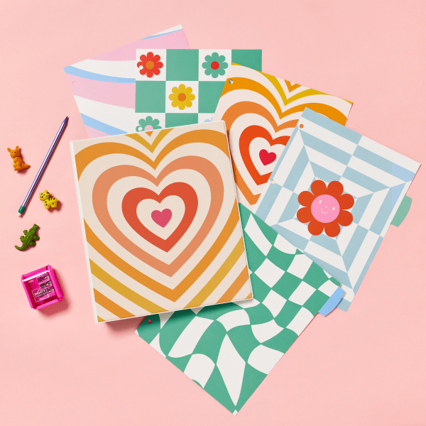 slide 3 of 7, Avery Big Tab Reversible Fashion Dividers, 8-1/2"" X 11"", Retro Pattern, Pack Of 5 Dividers, 5 ct