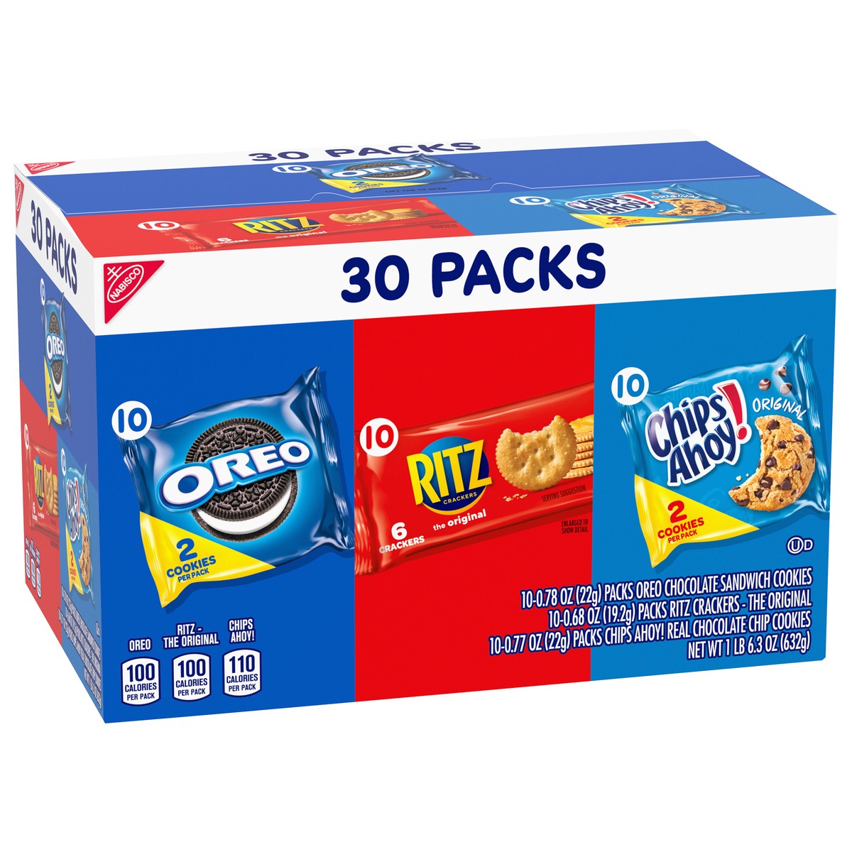 slide 2 of 9, Nabisco Cookies & Cracker Variety Pack, OREO, RITZ & CHIPS AHOY!, 30 Snack Packs, 30 ct