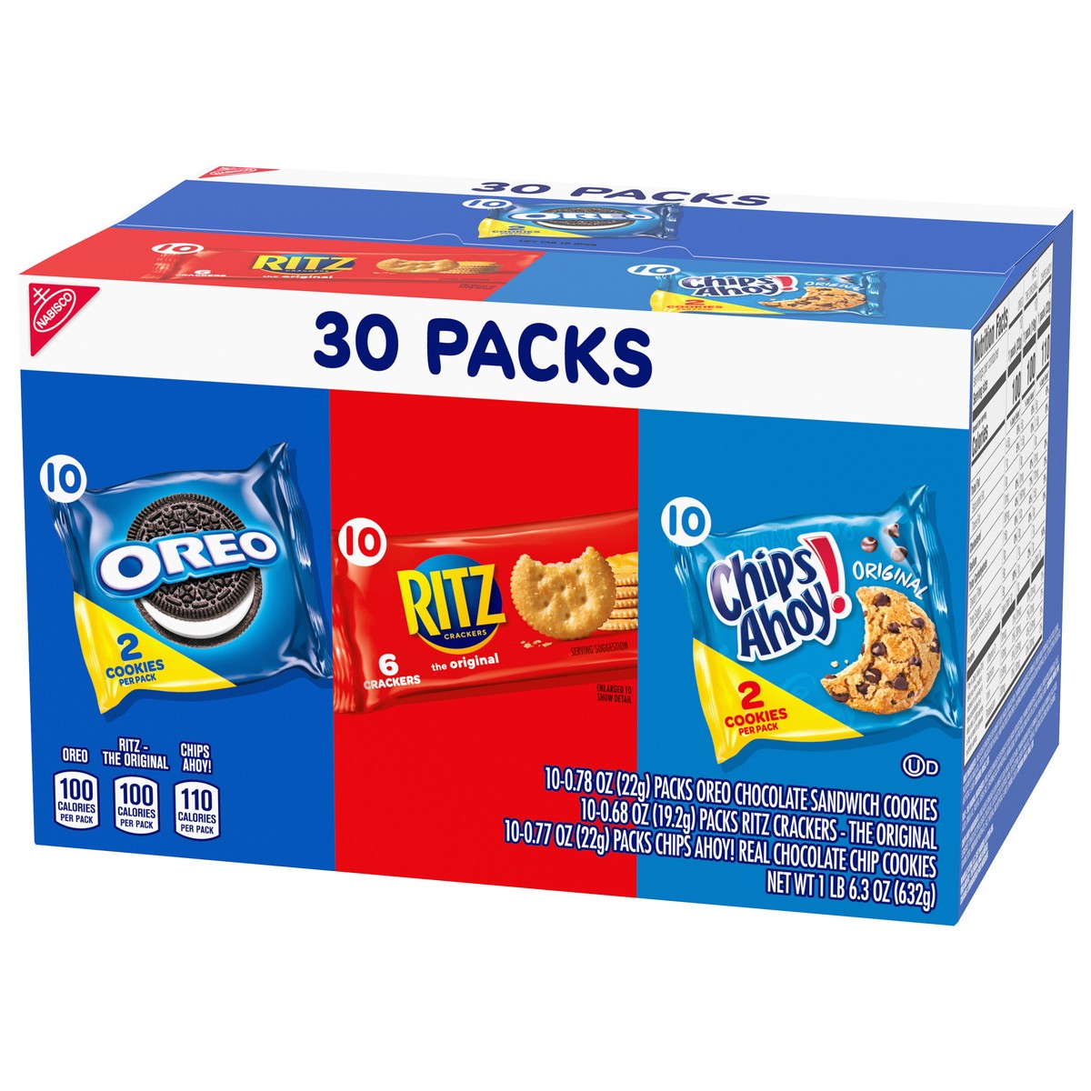 slide 3 of 9, Nabisco Cookies & Cracker Variety Pack, OREO, RITZ & CHIPS AHOY!, 30 Snack Packs, 30 ct