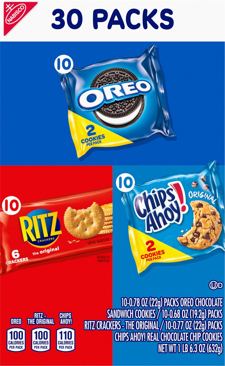 slide 5 of 9, RITZ Nabisco Oreo, Ritz, Chips Ahoy Snack Variety Pack 30Ct, 30 ct; 22.3 oz