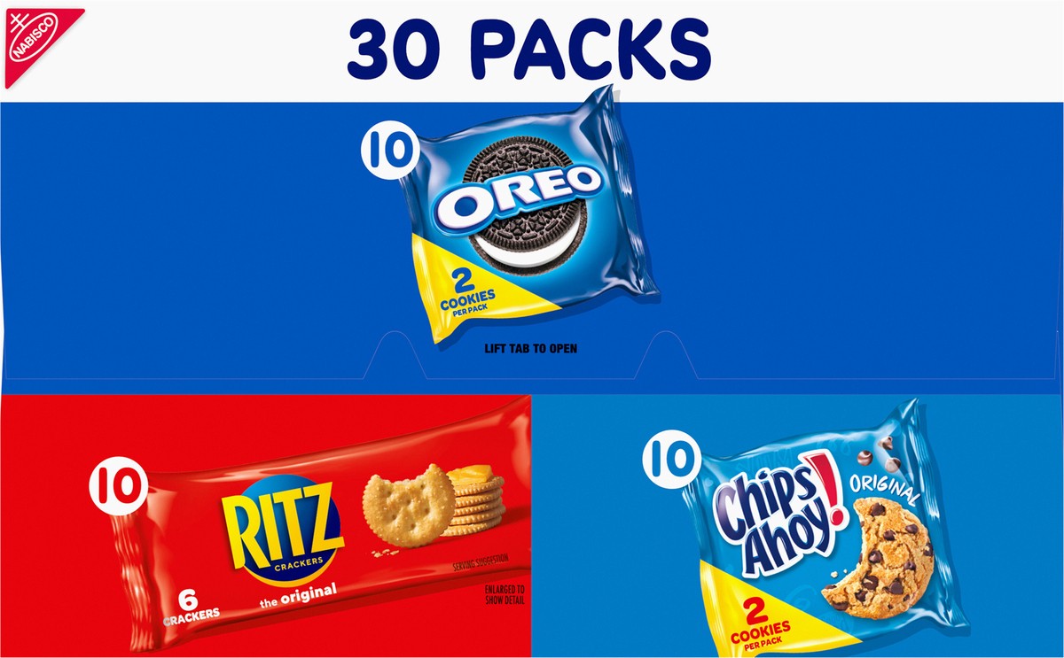 slide 9 of 9, RITZ Nabisco Oreo, Ritz, Chips Ahoy Snack Variety Pack 30Ct, 30 ct; 22.3 oz
