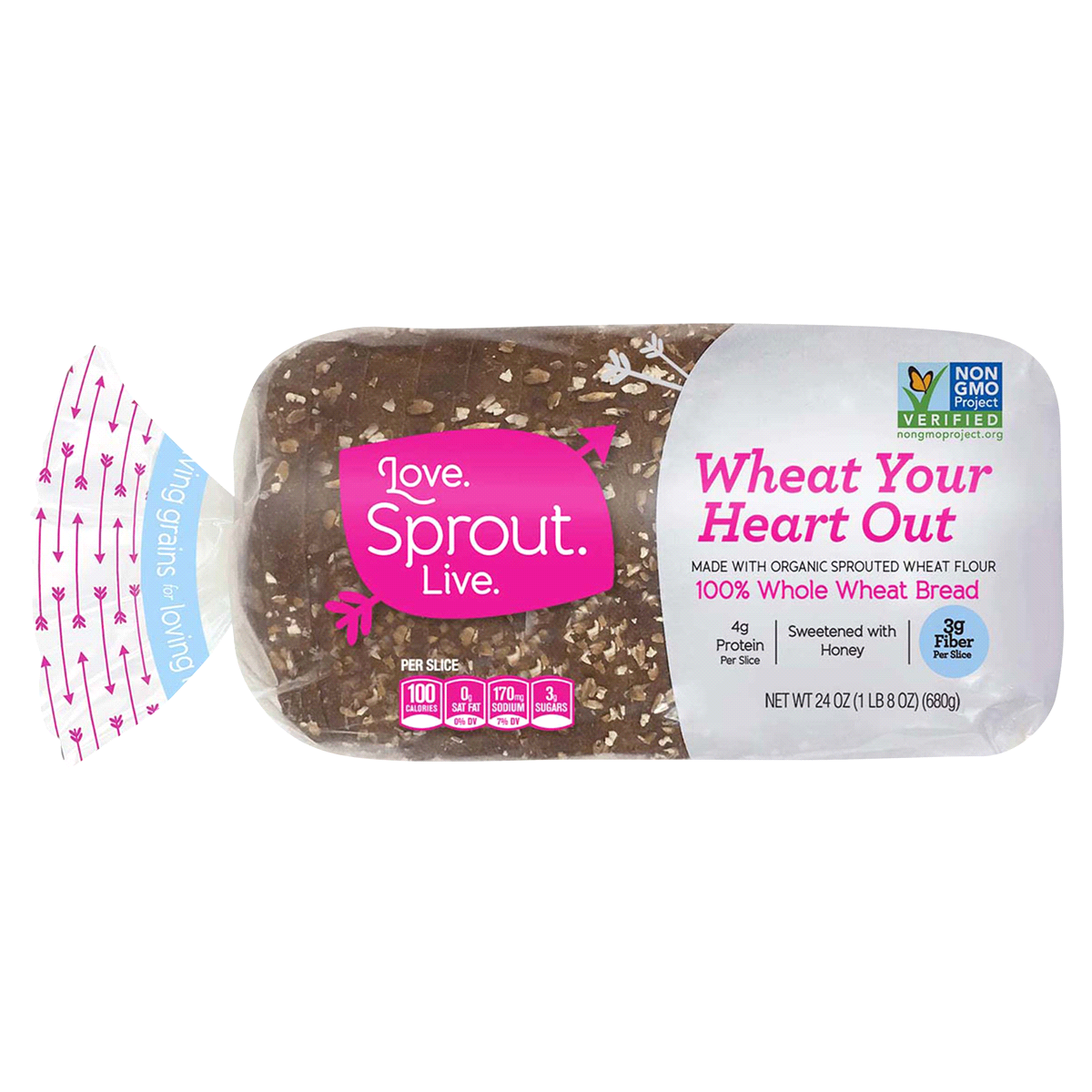 slide 1 of 1, Love Sprout Live Wheat Your Heart Out Bread, 24 oz