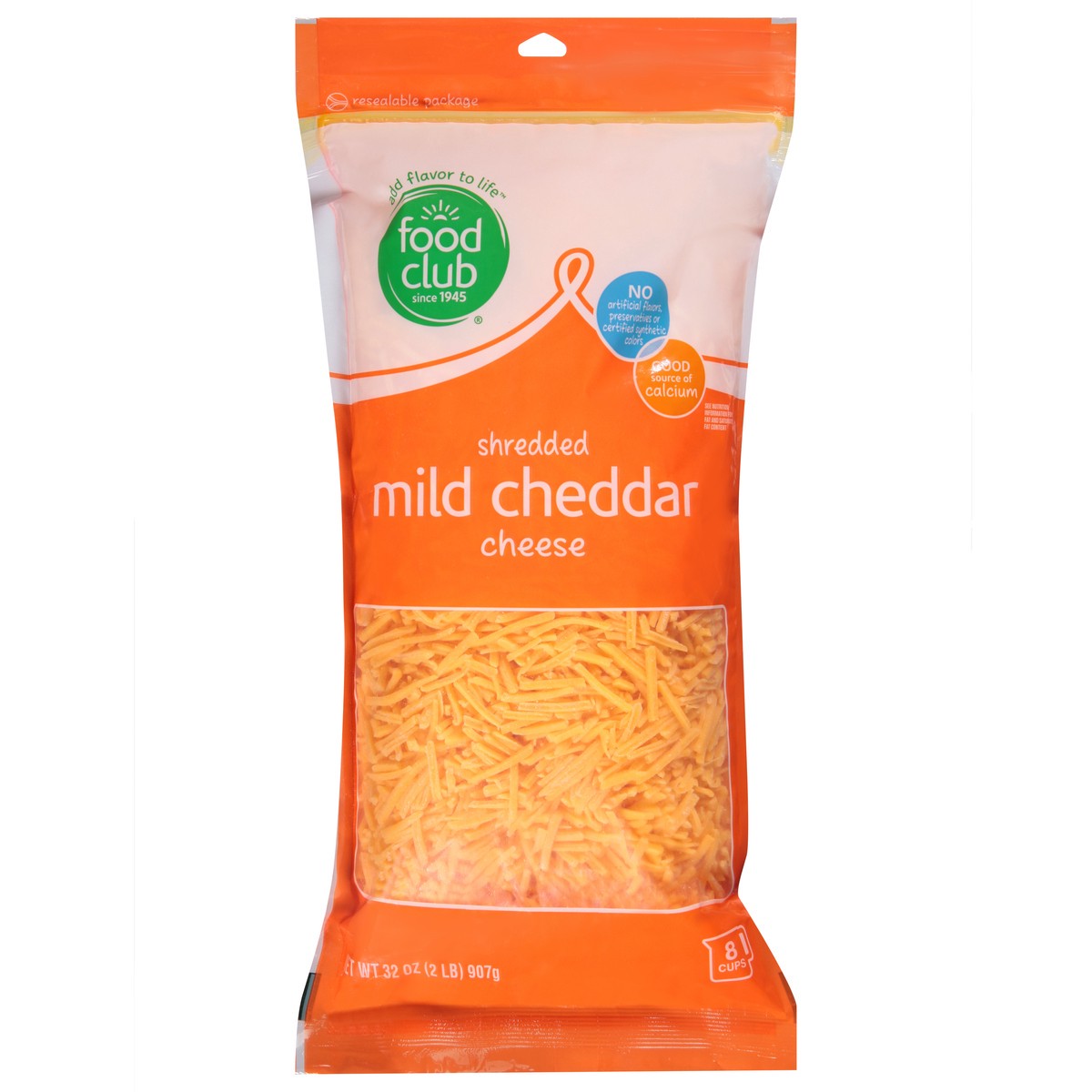 slide 1 of 11, Food Club Mild Cheddar Shredded Cheese, 2 lb