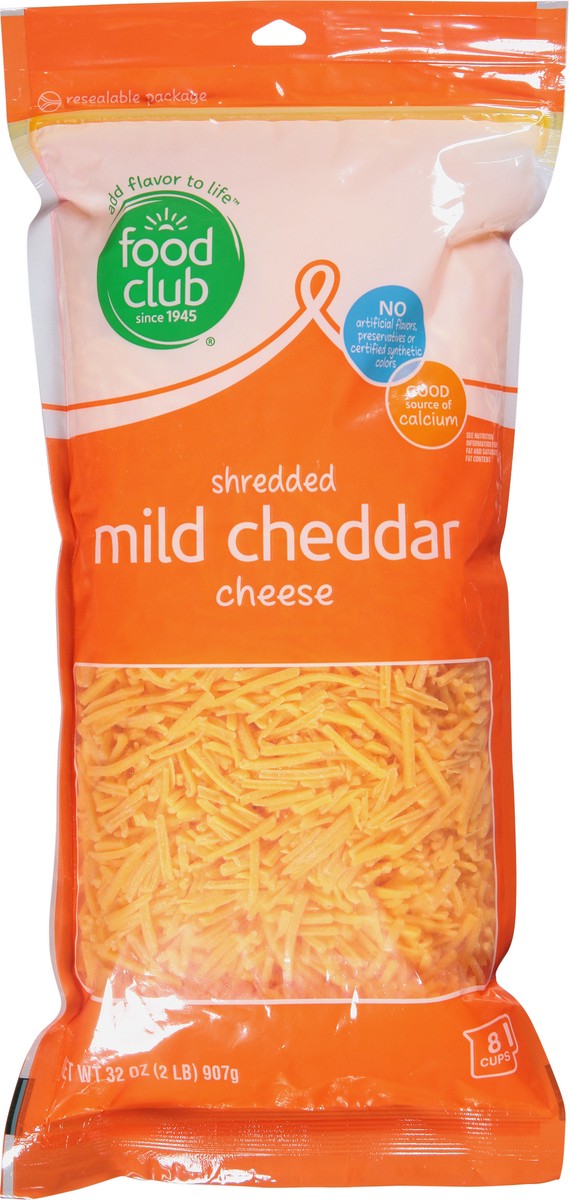 slide 9 of 11, Food Club Mild Cheddar Shredded Cheese, 2 lb